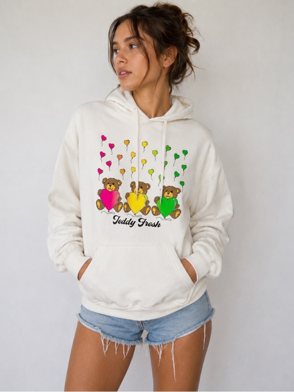 Vintage Teddy Fresh Hoodie Sweatshirt Size XS